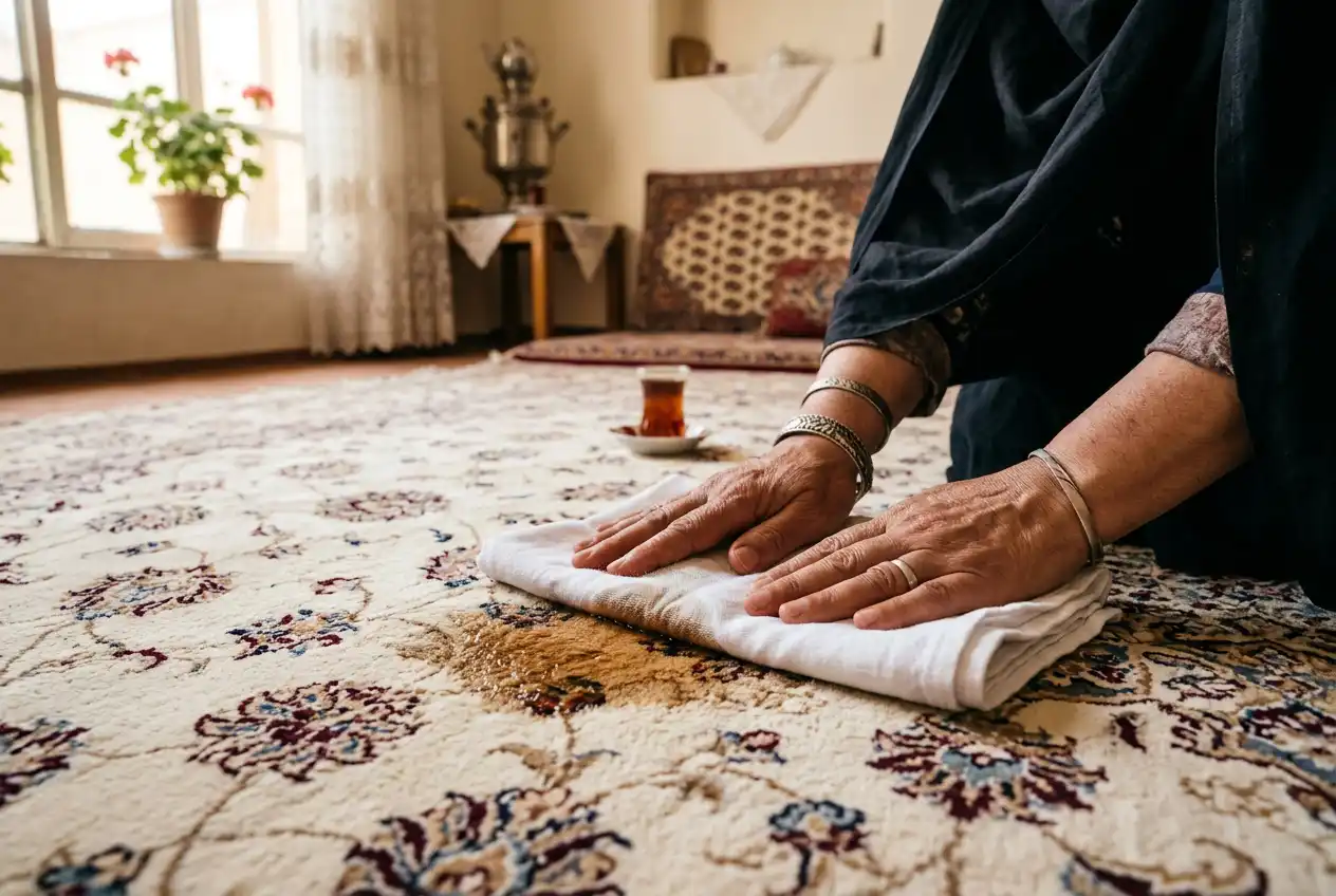 نحوه پاک کردن لکه چای و قهوه از روی فرش روشن